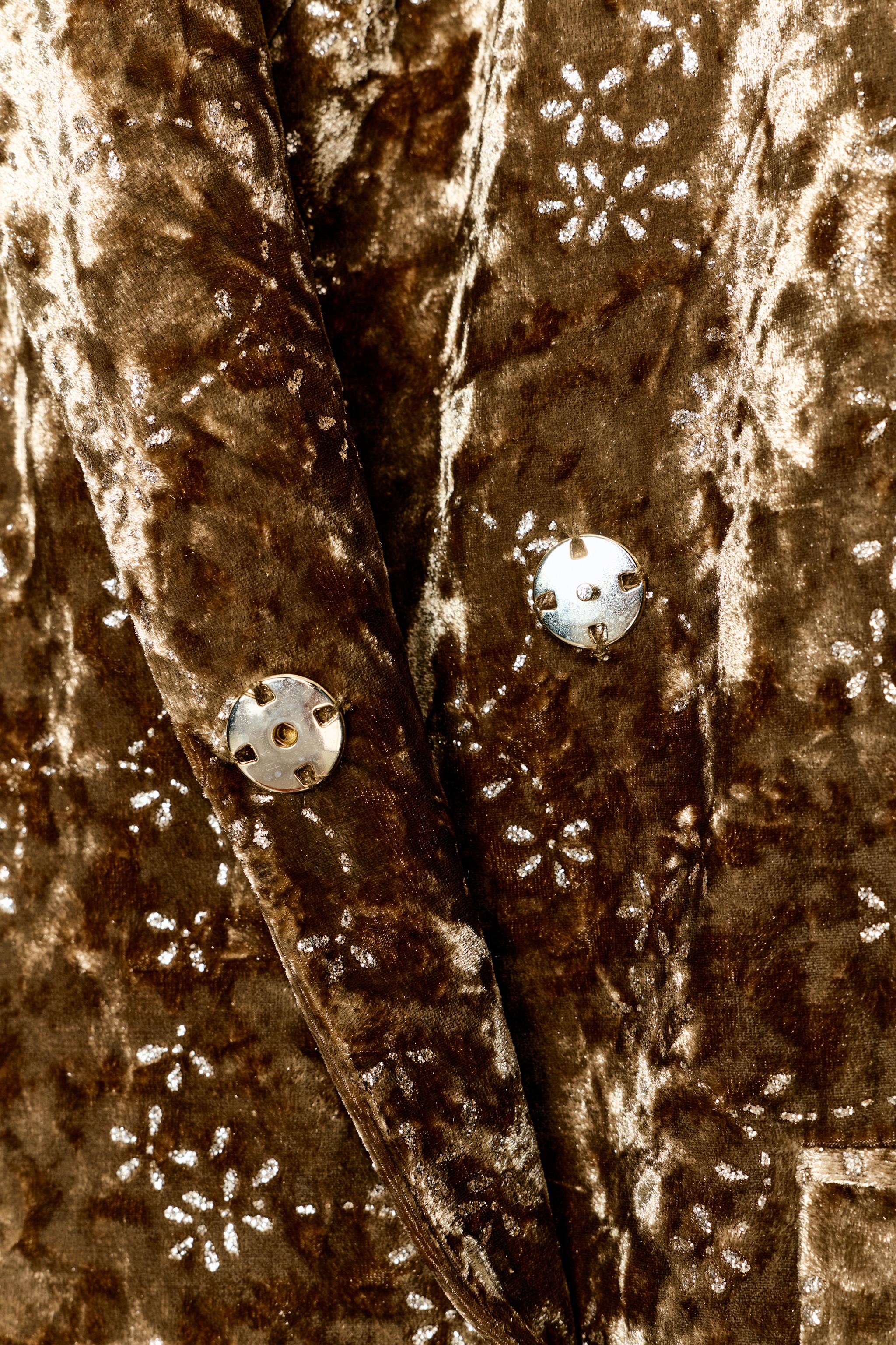 METALLIC THREAD VELVET BLAZER WITH BELT